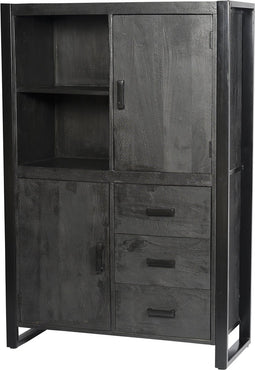 Livingfurn - Kabinetkast Norris 100 cm - Mangohout / Gecoat Staal