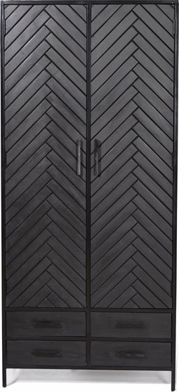 Livingfurn - Kabinetkast York 2 lade 90cm - Mangohout / Gecoat Staal