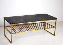 Livingfurn - Salontafel Dian Zwart Goud - 40x90x35 - Marmer