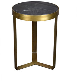 Livingfurn - Salontafel Glennis - Zwart Goud - 40x40x55cm - Marmer