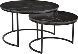 Livingfurn - Salontafel Jamie Zwart - Set van 2 - 70x70x38 - Marmer