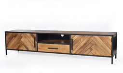 Livingfurn - TV Meubel Brooklyn 200cm - Mangohout / Gecoat Staal