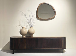 Livingfurn - TV Meubel Noor Walnut 210cm - Mangohout / Gecoat Staal