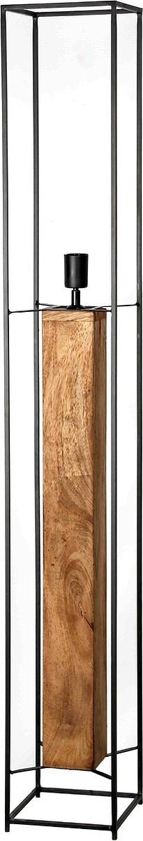 Livingfurn - Vloerlamp Dakota Black - Mangohout / Gecoat Staal
