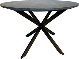 Livingfurn - Zwart Eetkamertafel Marmer - - Marmer - 110cm - Zwart