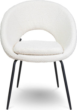 Liviza Stoel Mazo Wit Bouclé - Polyester - Rond Wit - 81 cm , 62 cm , 58 cm