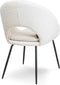 Liviza Stoel Mazo Wit Bouclé - Polyester - Rond Wit - 81 cm , 62 cm , 58 cm