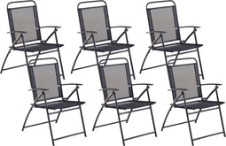 LIVO - Tuinstoel set van 6 - Zwart - Staal