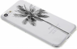 Hoesje Geschikt voor iPhone SE (2022) / SE (2020) / 8 / 7 Hoesje Siliconen - Design Backcover siliconen - Zwart / Transparant / Palmtree