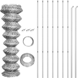 vidaXL - Gaashek - met - palen - 15x1,5 - m - gegalvaniseerd - staal - zilverkleurig