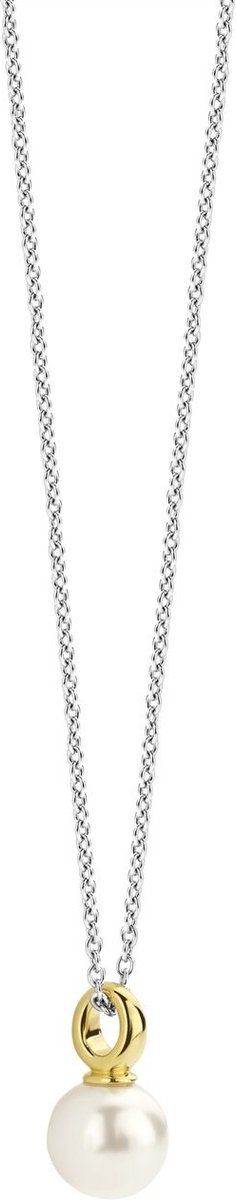 TI SENTO Dames Ketting - 925 zilver - Parel met geel verguld - Maat 42 - 34037YP