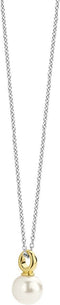 TI SENTO Dames Ketting - 925 zilver - Parel met geel verguld - Maat 42 - 34037YP