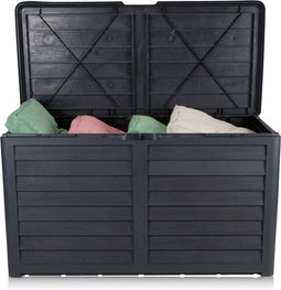 Lifetime Garden Tuinkussenbox 420L - Opbergbox met Deksel en Slotoptie - 117,3 x 65,3 x 54,8 cm - Zwart