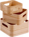 Set Van Opstapelbare Opbergboxen Caison Hout Natuurlijk 3 Onderdelen 18,5 X 18,5 X 10 Cm