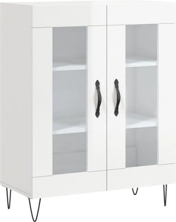 vidaXL - Dressoir - 69,5x34x90 - cm - bewerkt - hout - hoogglans - wit