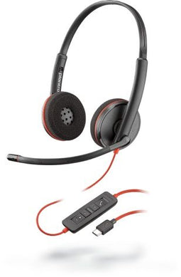 Poly Blackwire C3220 - Draadheadset - USB-C - Stereo - Rood Zwart