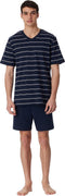 Schiesser Heren Shortama - Korte broek - V-hals - Donker blauw - M
