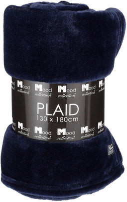Mica Decorations Famke Fleece Plaid - L180 x B130 cm - Donkerblauw