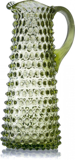 Anna Von Lipa Waterkan Waterkaraf Glas Schenkkan met oor Eiffel Hobnail Kan Karaf 1L Olijfgroen
