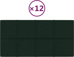 vidaXL - Wandpanelen - 12 - st - 2,16 - m² - 60x30 - cm - fluweel - donkergroen