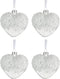 J-Line kerstbal Hart Parels - glas - wit - doos van 4