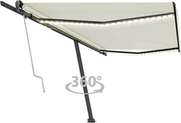 vidaXL - Luifel - automatisch - met - LED - en - windsensor - 500x350 - cm - crèmekleur