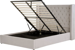 LUBBON - Bed met opbergruimte - Grijs - 160 x 200 cm - Fluweel