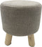 SVJ Kruk Rond - 35 x 35 x 45 cm - Teakhout - Lichtgrijs