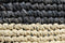 Pouf Malibu - raffia - ø34 cm - naturel/zwart