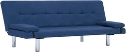 vidaXL - Slaapbank - met - twee - kussens - polyester - blauw