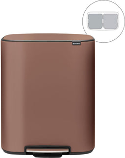 Brabantia Bo Prullenbak - 2 x 30 liter - Afvalscheiding - Satin Taupe (2 stuks)