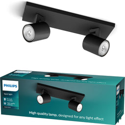 Philips Runner - Opbouwspot 2-lichts - Draaibaar - Zwart