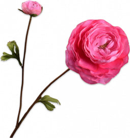 Silk-ka Kunstbloem-Zijden Bloem Ranonkel Tak "Real Touch" Roze 65 cm