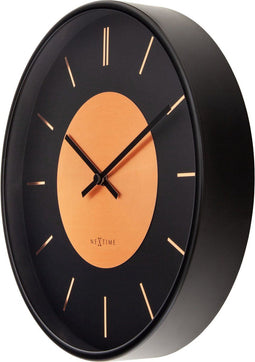 Wandklok 25cm - Stil - Zwart/Koper - Metaal - NeXtime 'Retro II'