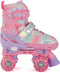 Aventuri Verstelbare Rolschaatsen - Met LED-lichtjes - Maat 31-34 (S) - Voor Meisjes - Roze/Glitter