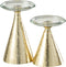J-Line kaarshouder Pilaar - aluminium/glas - goud/transparant - 2 stuks