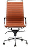 Feel Furniture - Luxe design bureaustoel van 100% rundleer - Hoge rugleuning - Lichtbruin