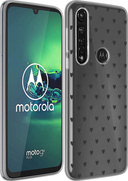 iMoshion Hoesje Geschikt voor Motorola Moto G8 Power Hoesje Siliconen - iMoshion Design hoesje - Transparant / Zwart / Hearts All Over Black
