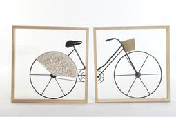 Wanddecoratie DKD Home Decor Zwart Fiets Metaal Hout MDF (80 x 2.5 x 40 cm) (2 pcs)