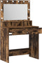 vidaXL - Make-up - Tafel - met - LED - Verlichting - - - Rook - Eik - 79x41x135 - cm