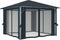 vidaXL - Prieel - met - gordijn - 300x300 - cm - aluminium - antraciet
