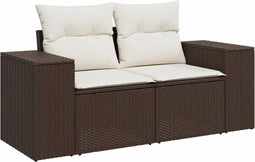 vidaXL - Tuinbank - 2-zits - met - kussens - poly - rattan - bruin