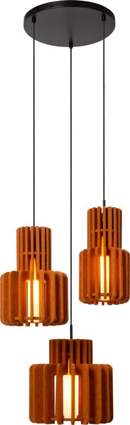 Lucide ROLLO - Hanglamp - 3xE27 - Dimbaar - Terracotta