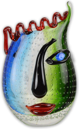 MURANO STIJL ABSTRACTE GLAZEN VAAS MET GEZICHT