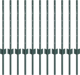 vidaXL - Hekpalen - 11 - stuks - U-vorm - Groen - 60 - cm - Staal