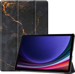 imoshion Tablet Hoes Geschikt voor Samsung Galaxy Tab S9 11.0 inch Plus / Tab S10 Plus - imoshion Design Trifold Bookcase - Zwart /Black Marble