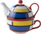 Cosy & Trendy Mondriaan Theepot met Kop - Ø11,5x(H)14cm - Pot: 35cl - Kop: 30cl