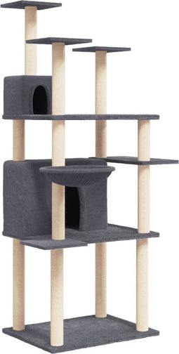 vidaXL - Kattenmeubel - met - sisal - krabpalen - 166 - cm - donkergrijs
