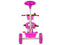 Driewieler met duwstang - 95x48x90cm - met fietsmandje - roze