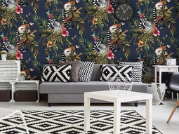 DUTCH WALLCOVERINGS Behang aap petrolblauw